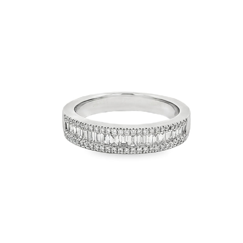 Diamond Platinum Baguette and Round Dress Ring