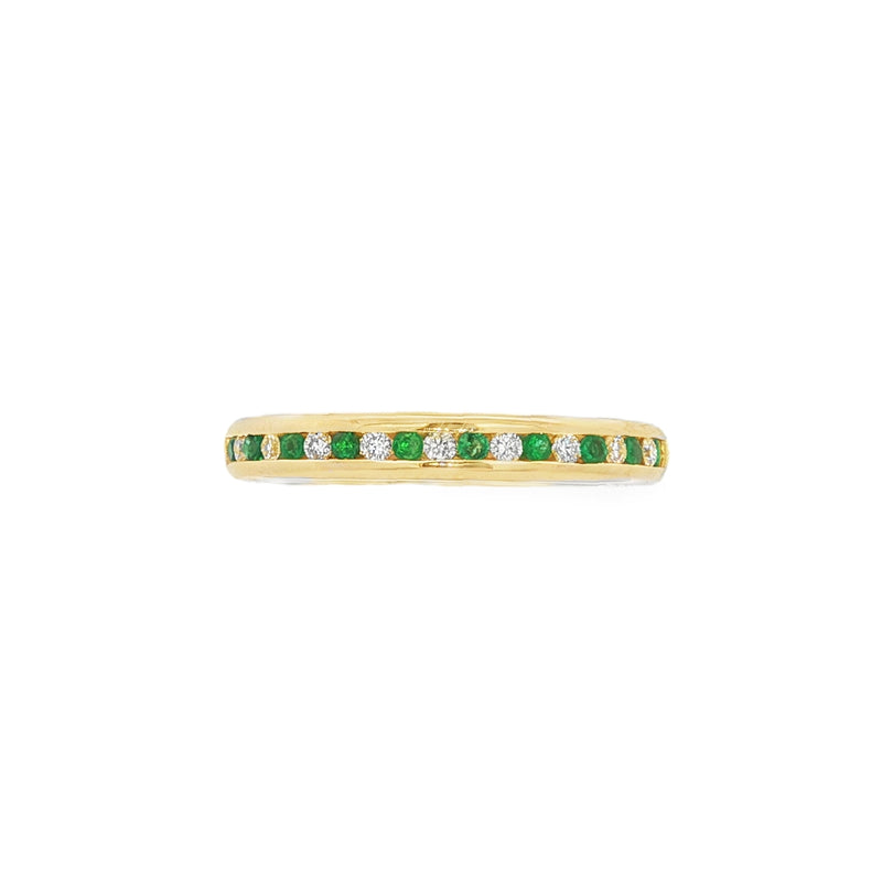 Emerald and Diamond 18ct Yellow Gold Eternity Ring