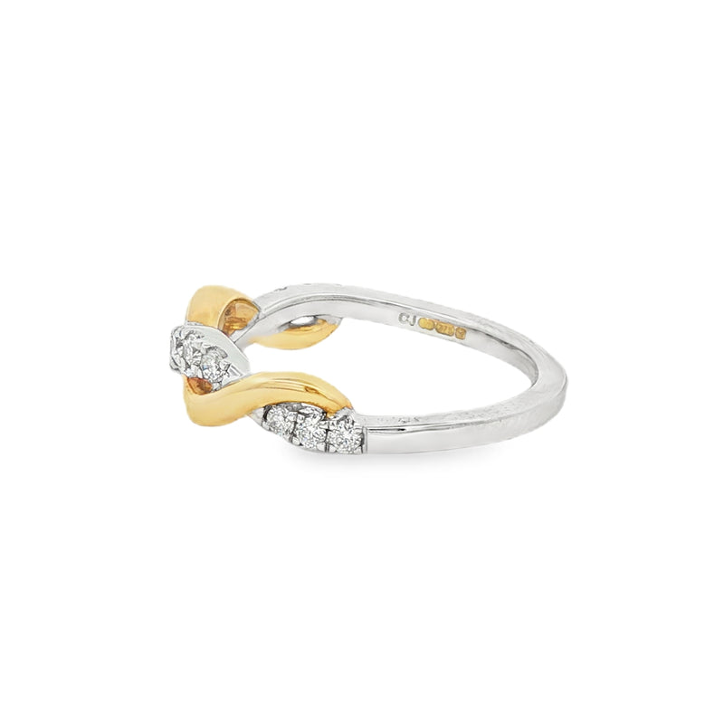 Diamond Twist 9ct Yellow & White Gold 0.25ct Ring