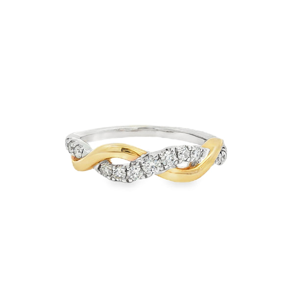Diamond Twist 9ct Yellow & White Gold 0.25ct Ring