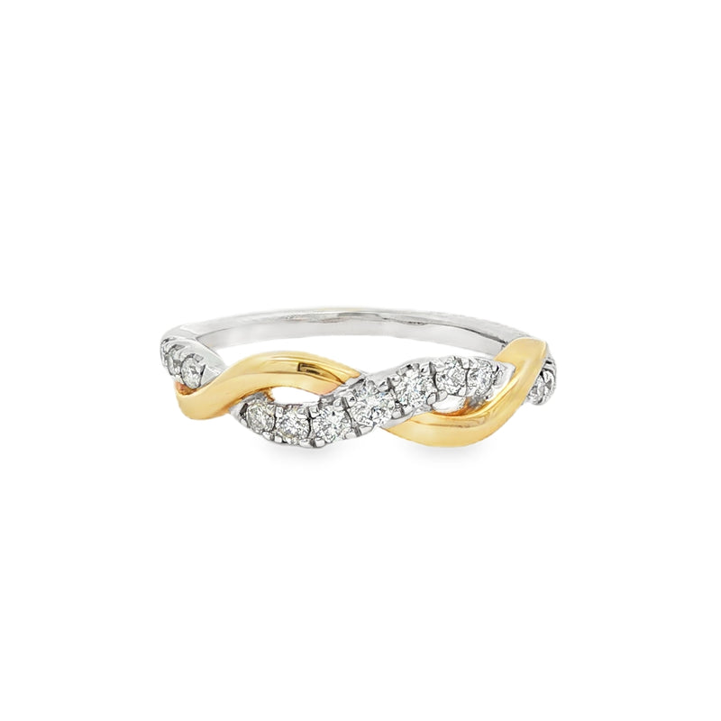 Diamond Twist 9ct Yellow & White Gold 0.25ct Ring