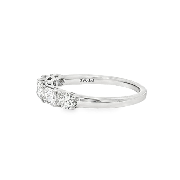 Platinum Oval & Baguette Cut Diamond 0.98ct Ring