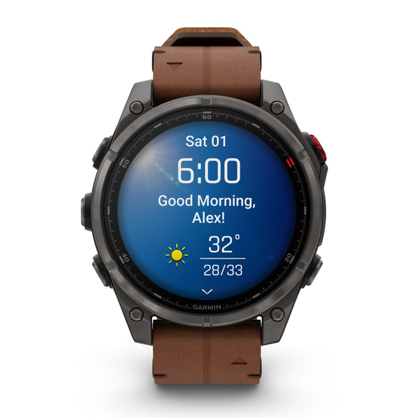 Garmin Fenix® 8 Pro 47mm, AMOLED, Sapphire, Carbon grey DLC titanium with Chestnut leather band 010-03198-40