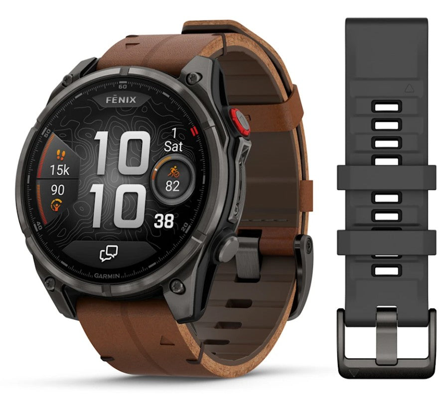 Garmin Fenix® 8 Pro 47mm, AMOLED, Sapphire, Carbon grey DLC titanium with Chestnut leather band 010-03198-40