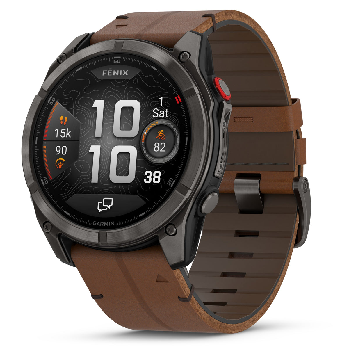 Garmin Fenix® 8 Pro 51mm, AMOLED, Sapphire, Carbon grey DLC titanium with Chestnut leather band