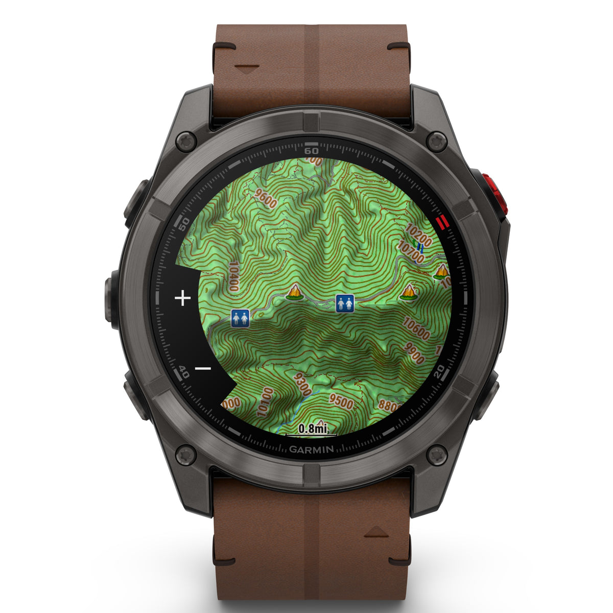 Garmin Fenix® 8 Pro 51mm, AMOLED, Sapphire, Carbon grey DLC titanium with Chestnut leather band