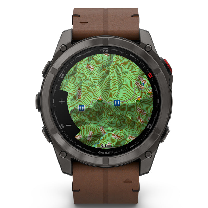 Garmin Fenix® 8 Pro 51mm, AMOLED, Sapphire, Carbon grey DLC titanium with Chestnut leather band