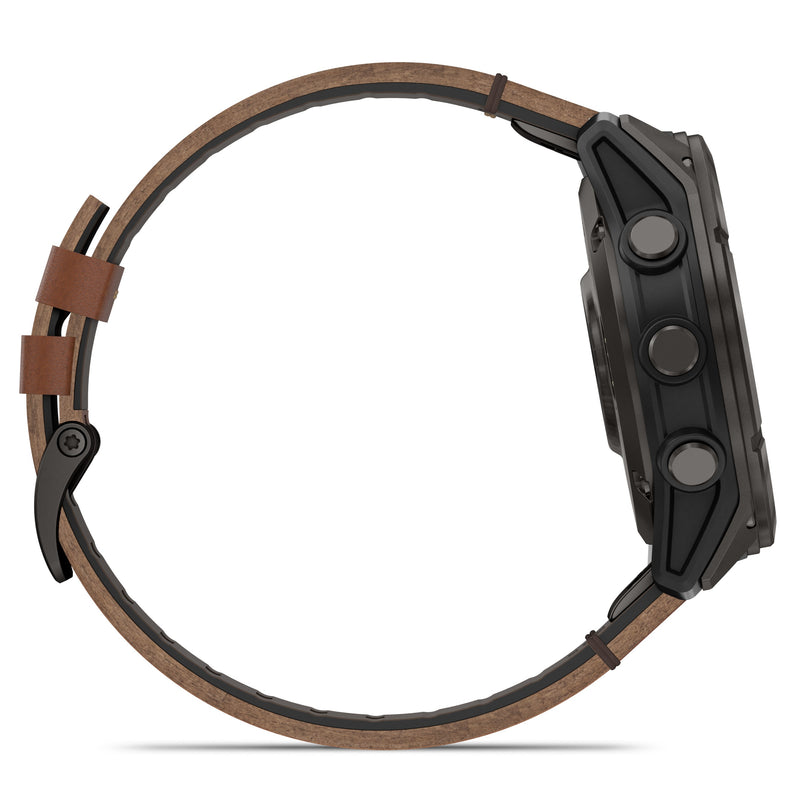 Garmin Fenix® 8 Pro 51mm, AMOLED, Sapphire, Carbon grey DLC titanium with Chestnut leather band