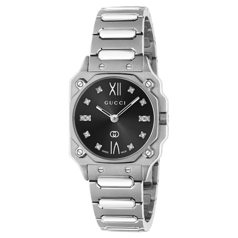 Gucci G-Flat Stainless Steel 30mm Black Watch YA166505