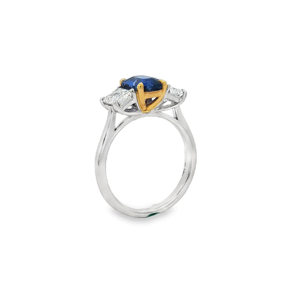 3 Stone Sapphire and Diamond Platinum Ring