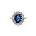 Sapphire and Diamond Cluster, 18ct Yellow Gold Ring