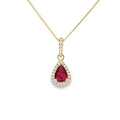 Ruby and Diamond Pear Shaped 18ct Yellow Gold Pendant