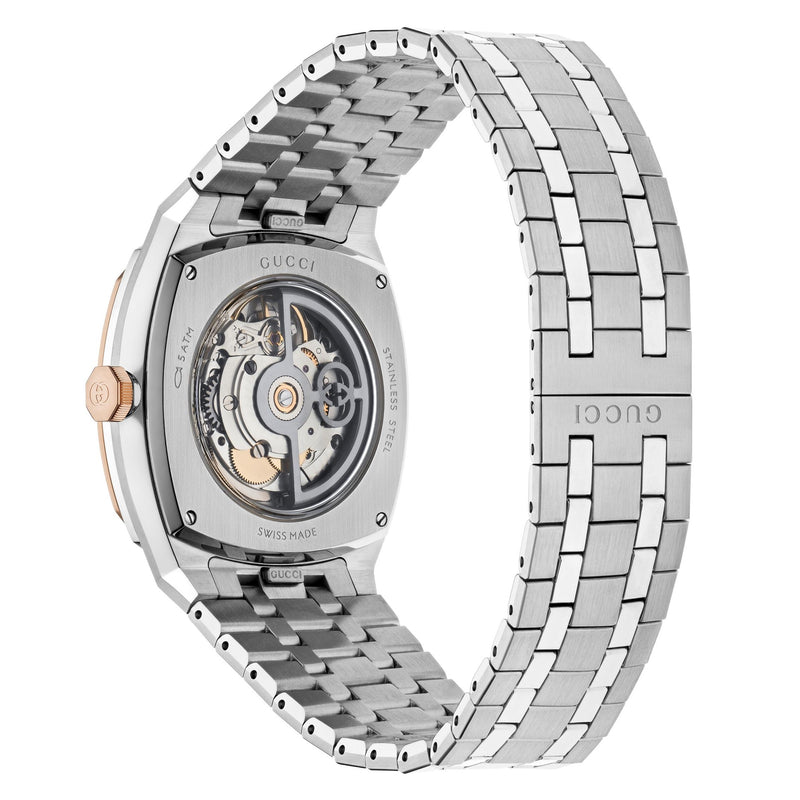 GUCCI 25H Steel & Rose Automatic 40mm Watch YA163352