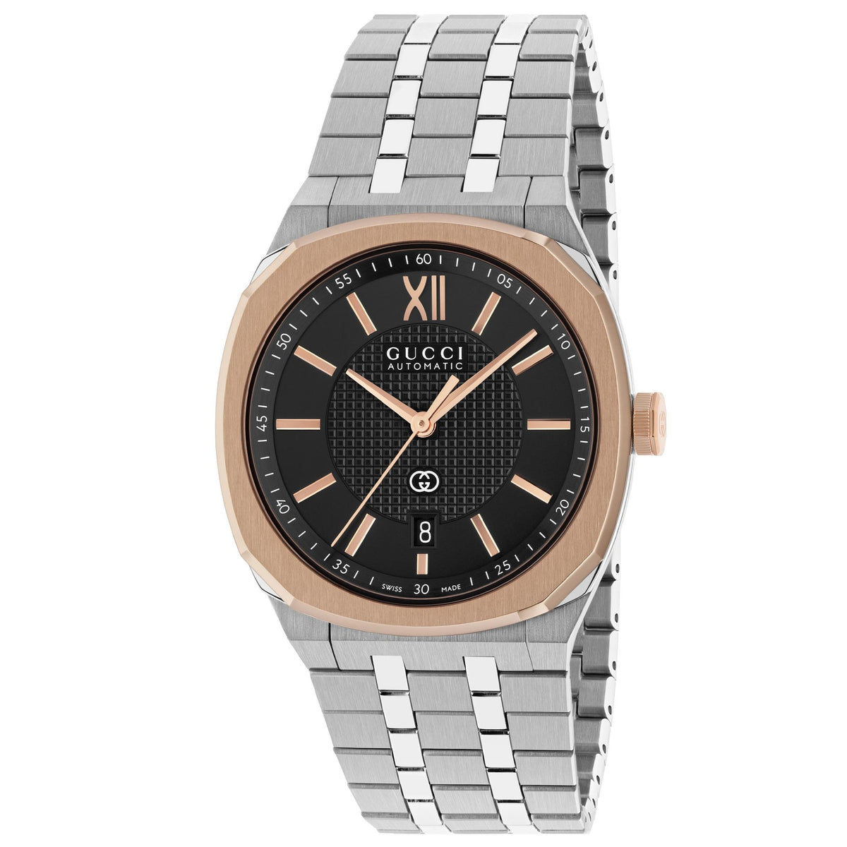 GUCCI 25H Steel & Rose Automatic 40mm Watch YA163352