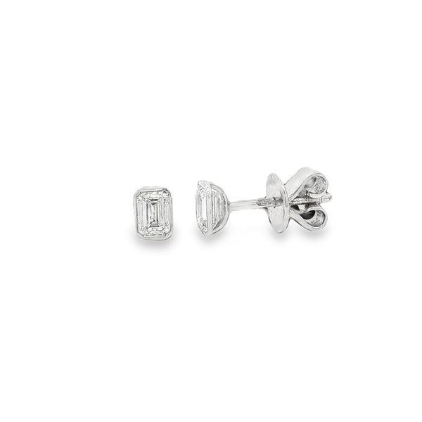 Diamond Emerald Cut Rub Over 0.60ct Platinum Earrings