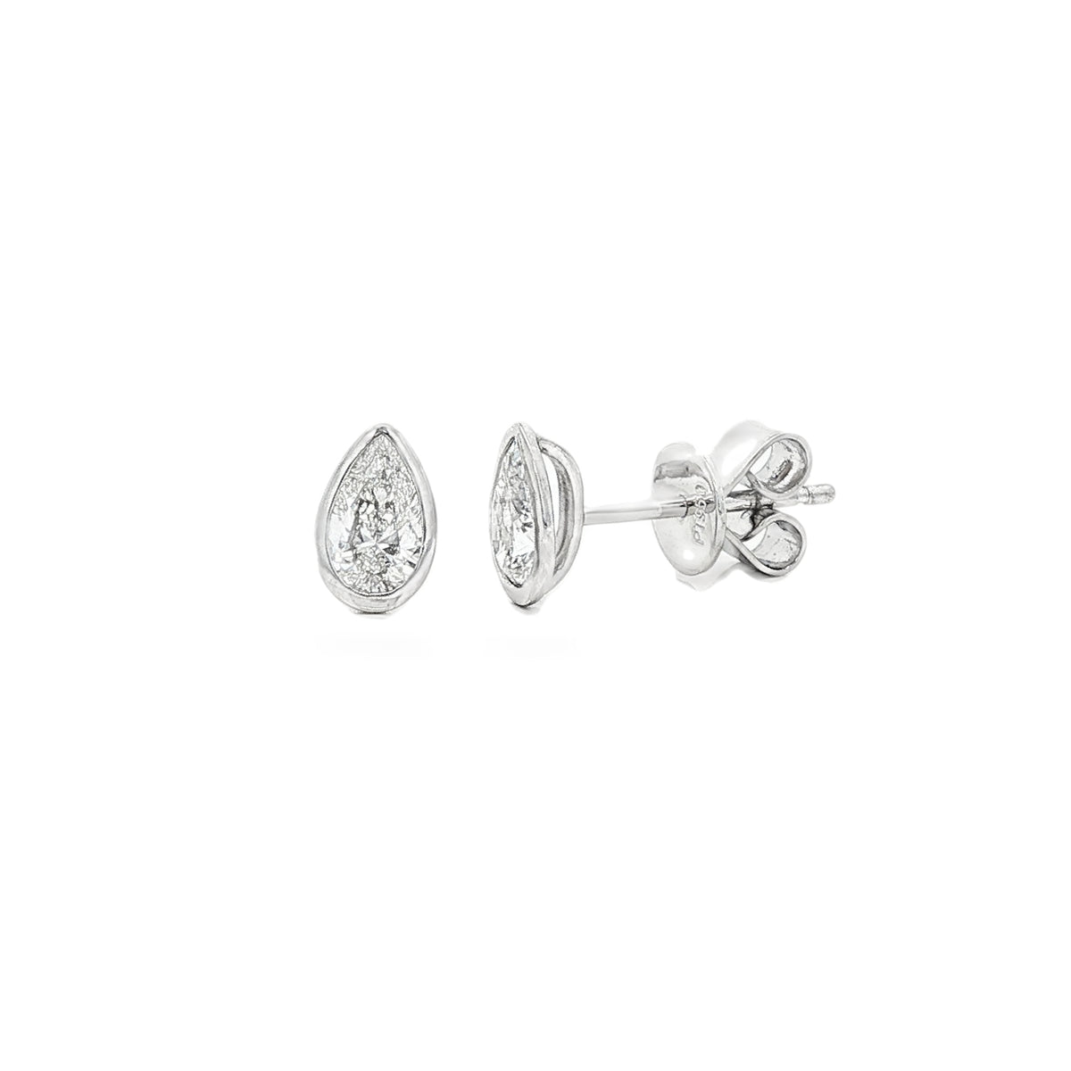 Diamond Pear Cut Rub Over 0.60ct Platinum Earrings
