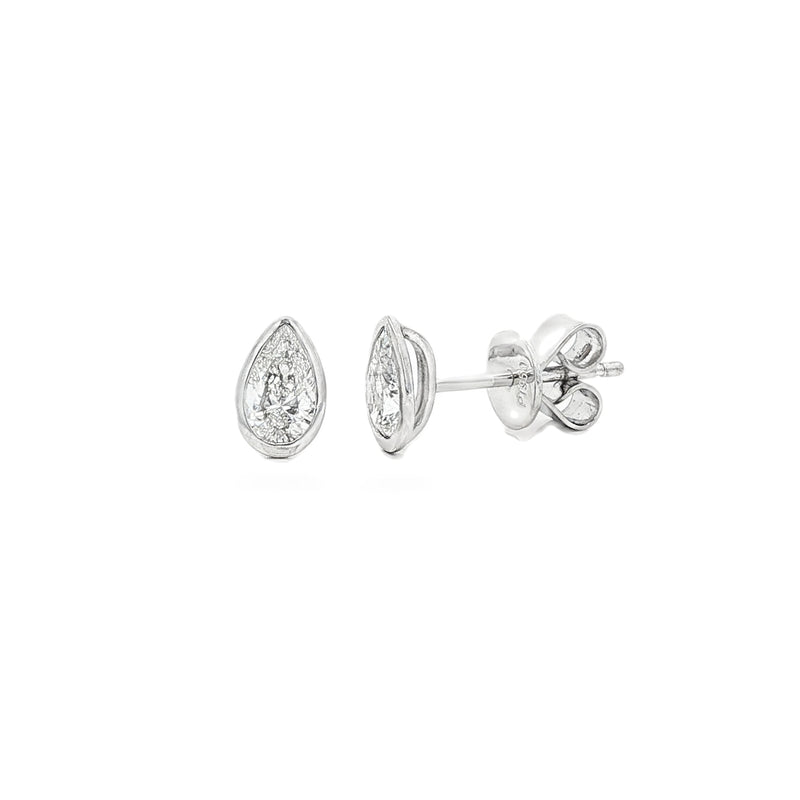 Diamond Pear Cut Rub Over 0.60ct Platinum Earrings