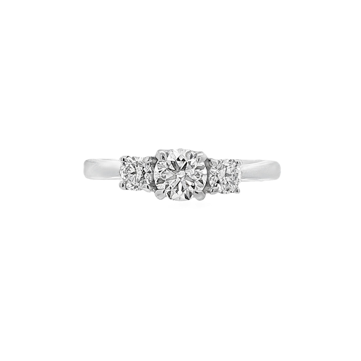 3 Stone Diamond Round Brilliant Platinum Ring