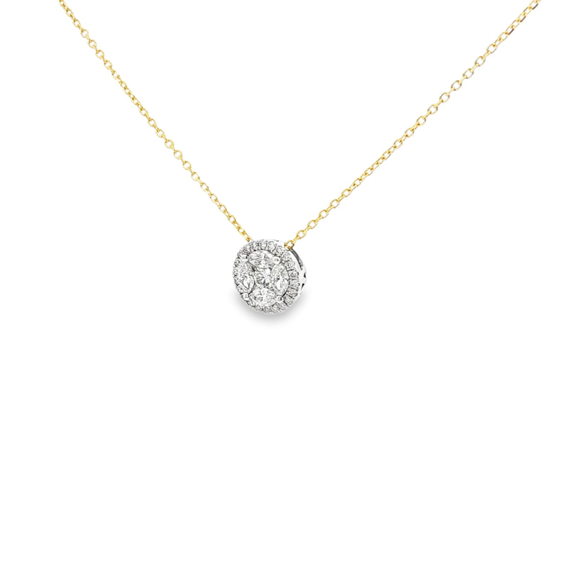 Diamond Round & Marquise Cut 18ct Yellow Gold Pendant