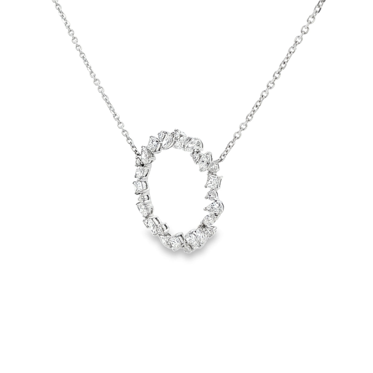 Diamond Circle, Mixed Cuts 18ct White Gold Pendant