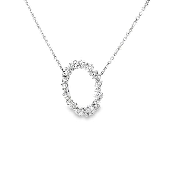 Diamond Circle, Mixed Cuts 18ct White Gold Pendant