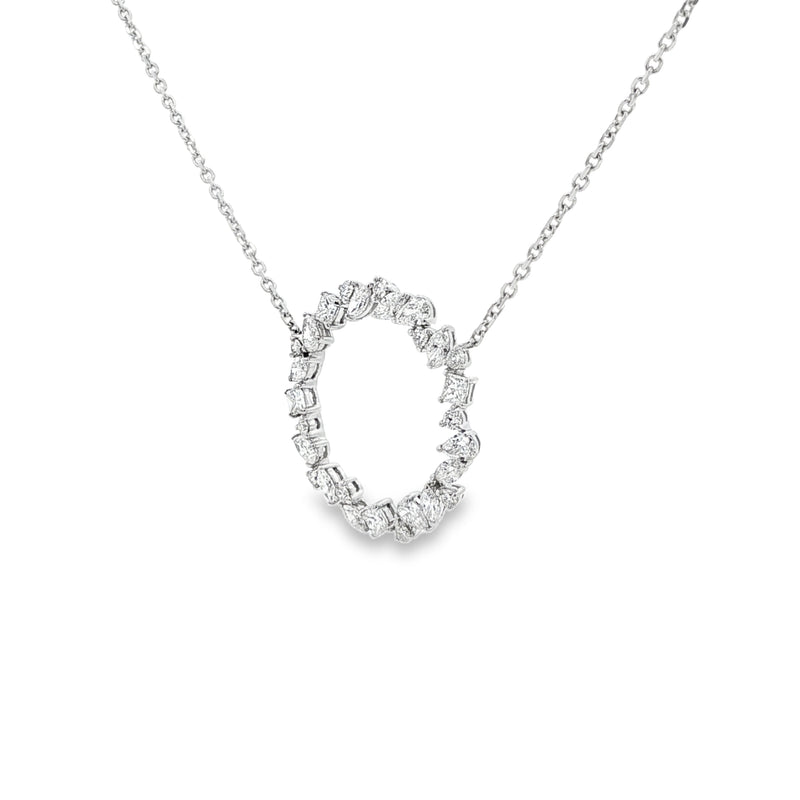 Diamond Circle, Mixed Cuts 18ct White Gold Pendant