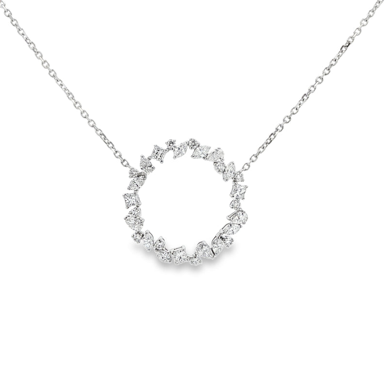 Diamond Circle, Mixed Cuts 18ct White Gold Pendant