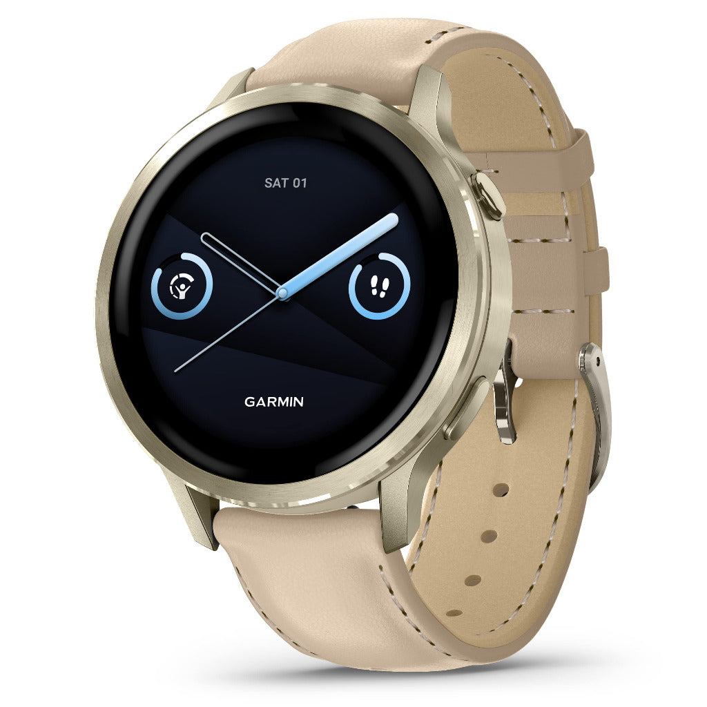 Venu® 4 - 41mm Lunar Gold with Bone Silicone Band and Light Sand Leather Band 010-03013-03