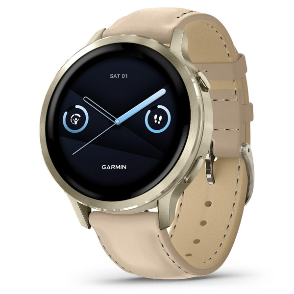 Venu® 4 - 41mm Lunar Gold with Bone Silicone Band and Light Sand Leather Band 010-03013-03