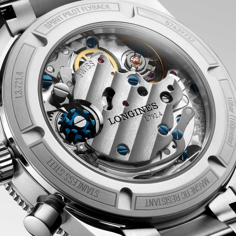 Longines Spirit Pilot Flyback Chronograph Black Stainless Steel 39.50mm Watch L3.721.4.53.6
