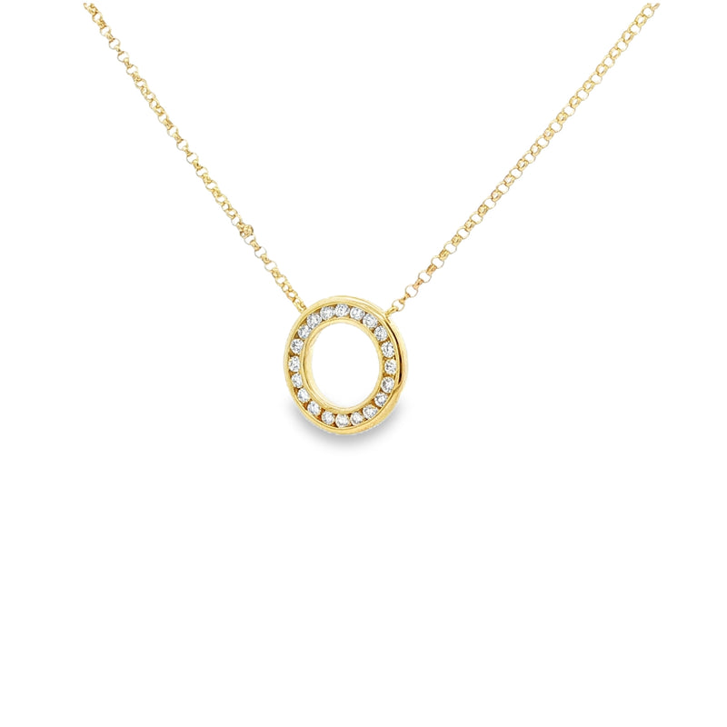 Diamond Circle Channel Set 9ct Yellow Gold Pendant