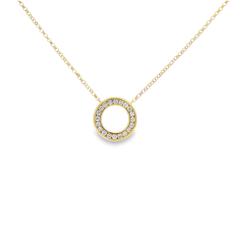 Diamond Circle Channel Set 9ct Yellow Gold Pendant