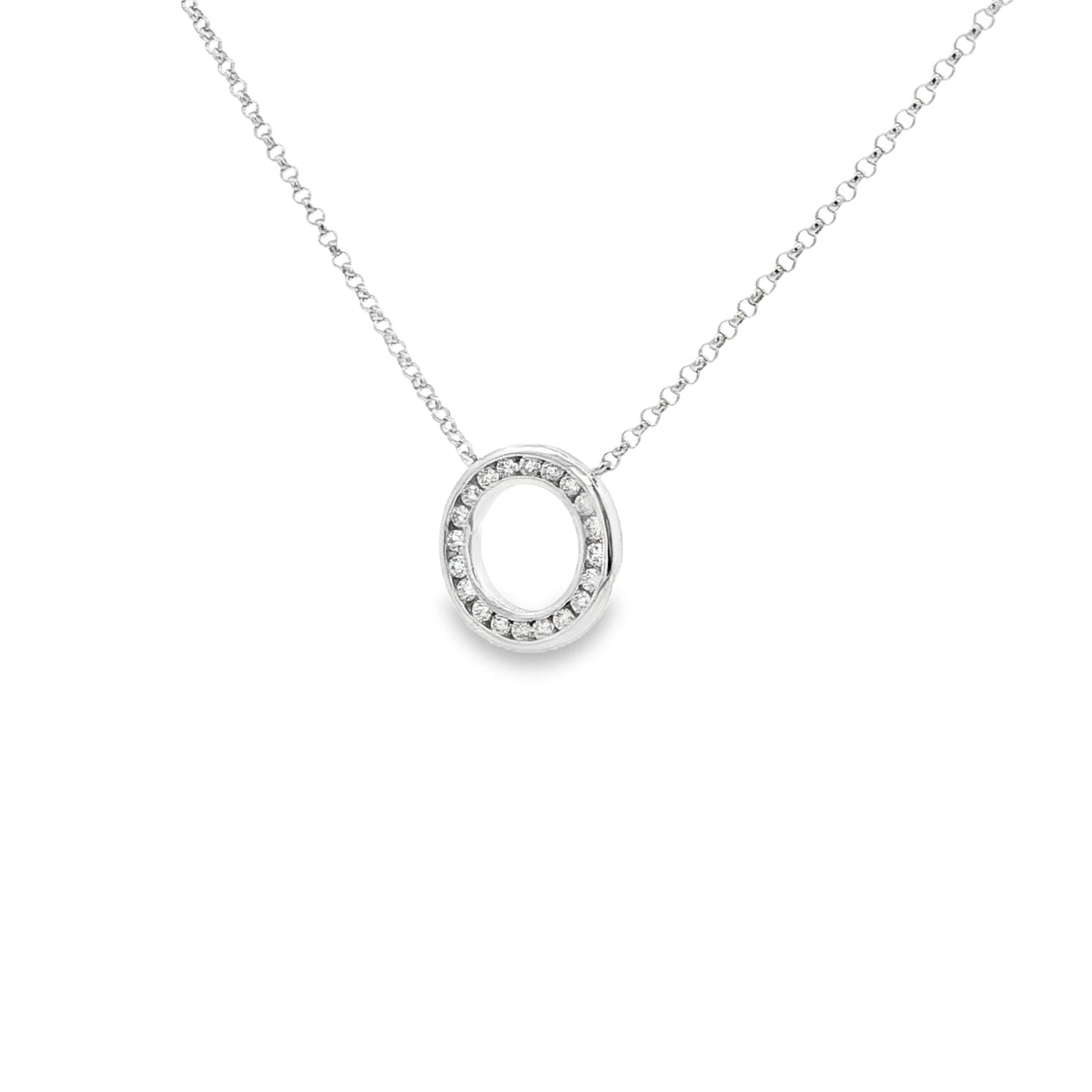 Diamond Circle Channel Set 9ct White Gold Pendant