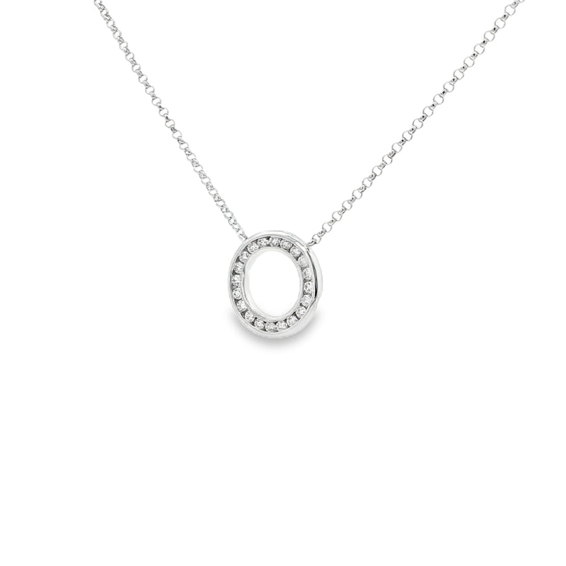 Diamond Circle Channel Set 9ct White Gold Pendant