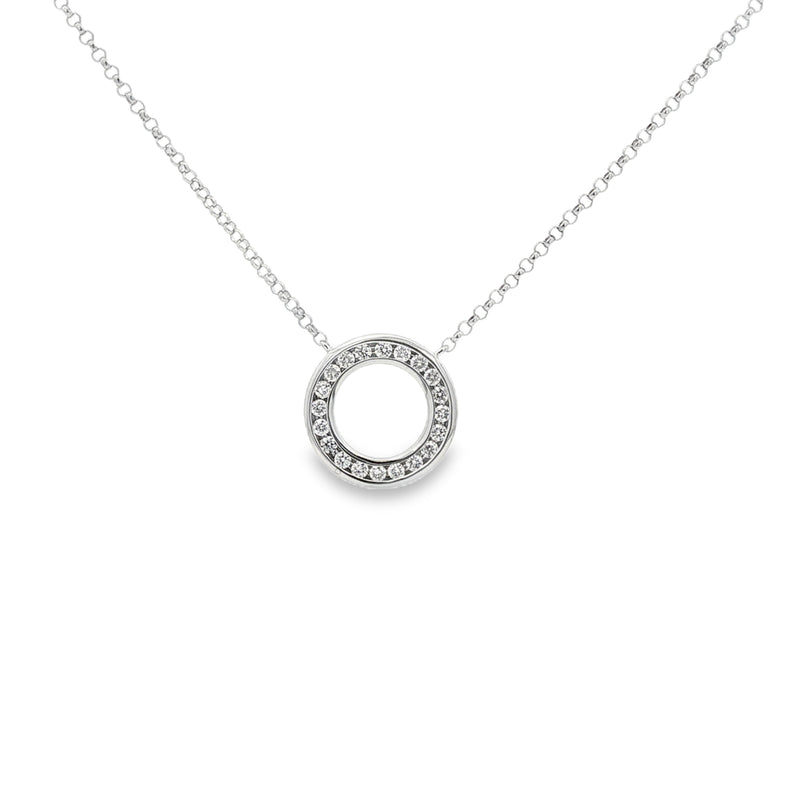 Diamond Circle Channel Set 9ct White Gold Pendant