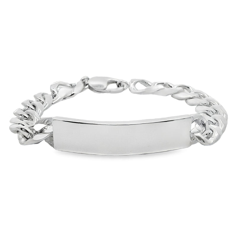 Silver 300 Metric Curb Gents Identity 8.5 Inch Bracelet