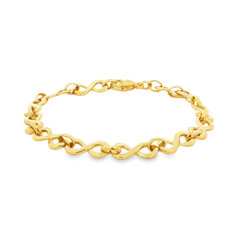 9ct Yellow Gold Infinity 1 7.5''/19cm Bracelet