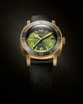 Nivada Grenchen Depthmaster Bronze Green Ruber Strap 39mm Watch 14132A01