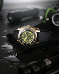 Nivada Grenchen Depthmaster Bronze Green Ruber Strap 39mm Watch 14132A01