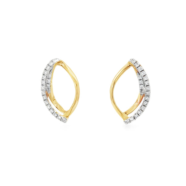 Diamond Leaf Outline 18ct Yellow Gold 0.23ct Stud Earrings