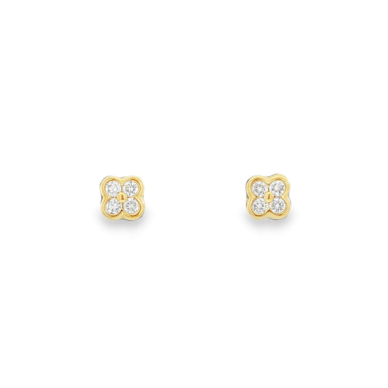 Diamond Flower 18ct Yellow Gold 0.25ct Stud Earrings