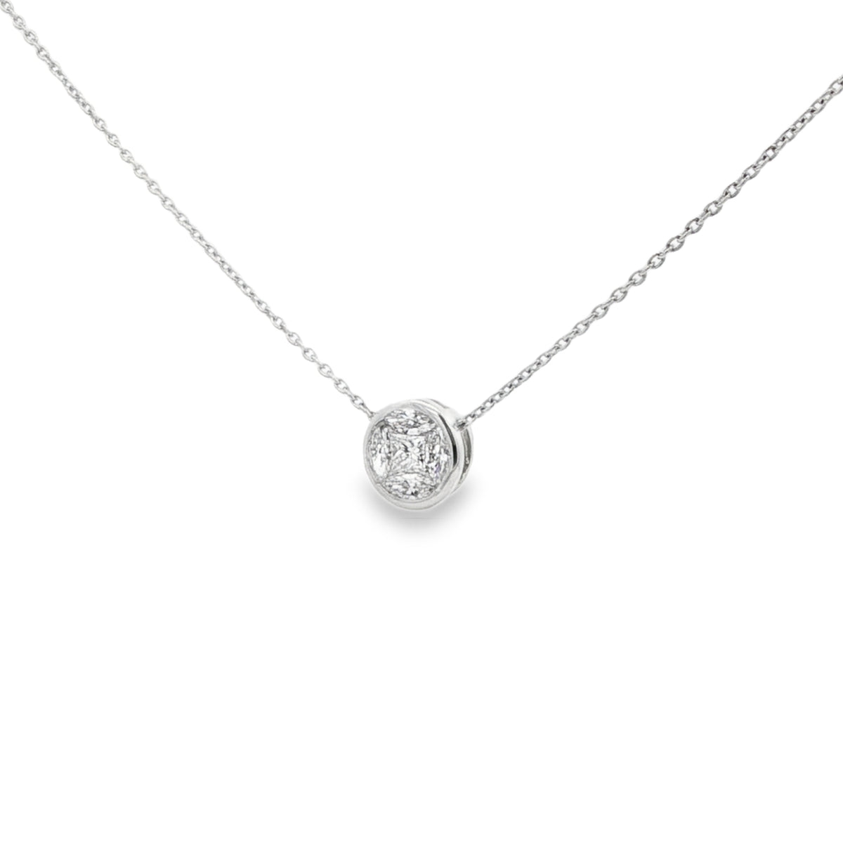 Diamond Mixed Cut Cluster 18ct White Gold 0.49ct Pendant