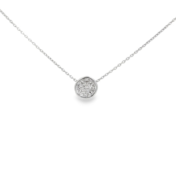 Diamond Mixed Cut Cluster 18ct White Gold 0.49ct Pendant