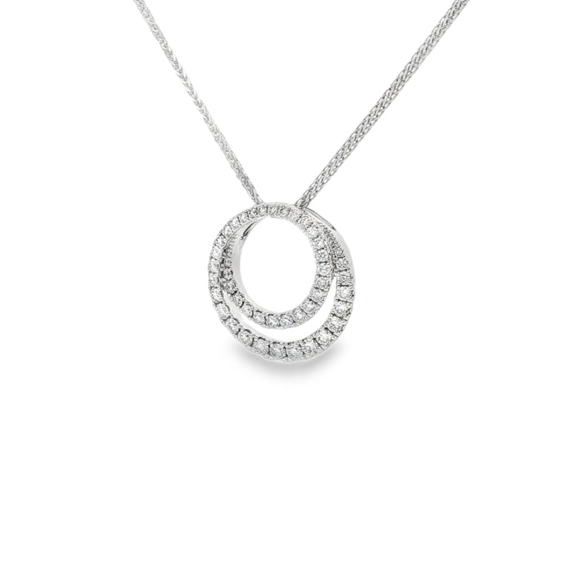 Diamond Double Circle 0.43ct 18ct White Gold Pendant