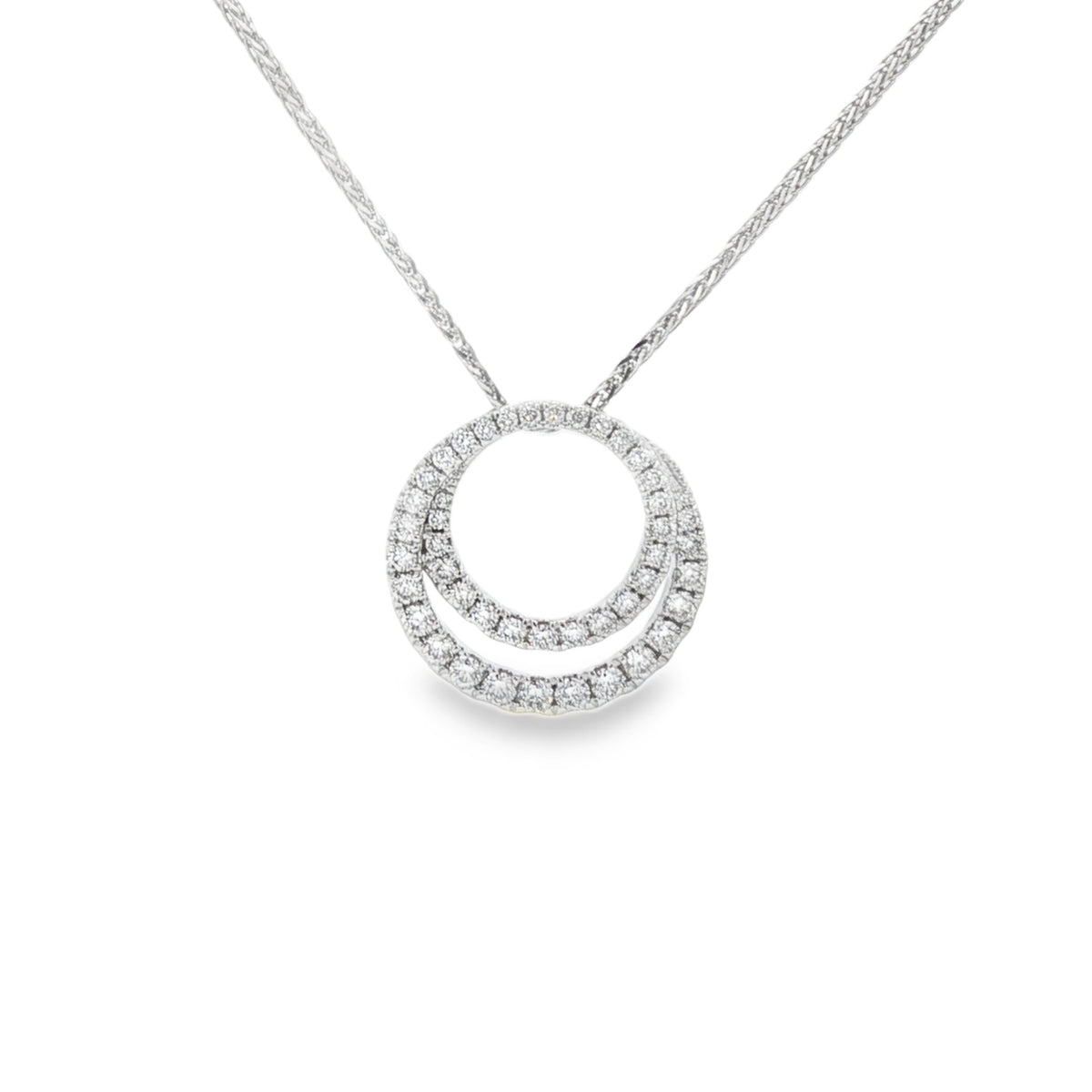 Diamond Double Circle 0.43ct 18ct White Gold Pendant