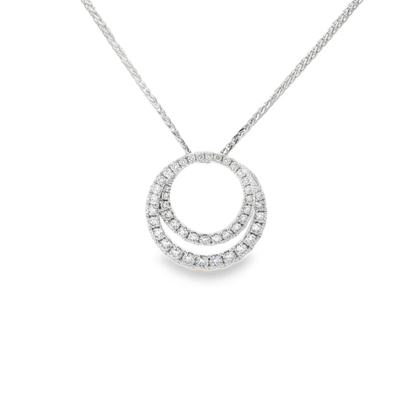 Diamond Double Circle 0.43ct 18ct White Gold Pendant