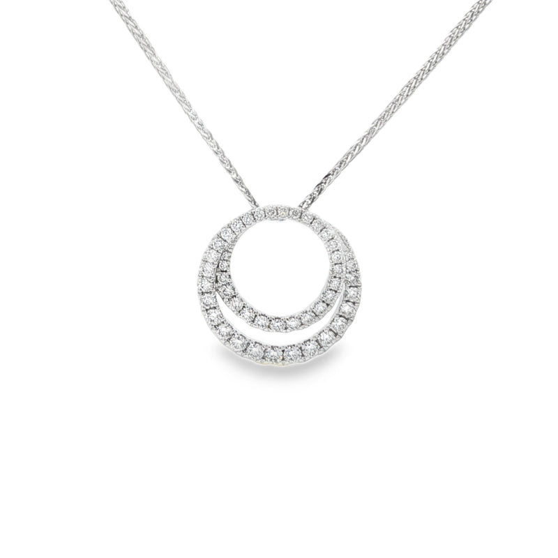 Diamond Double Circle 0.43ct 18ct White Gold Pendant