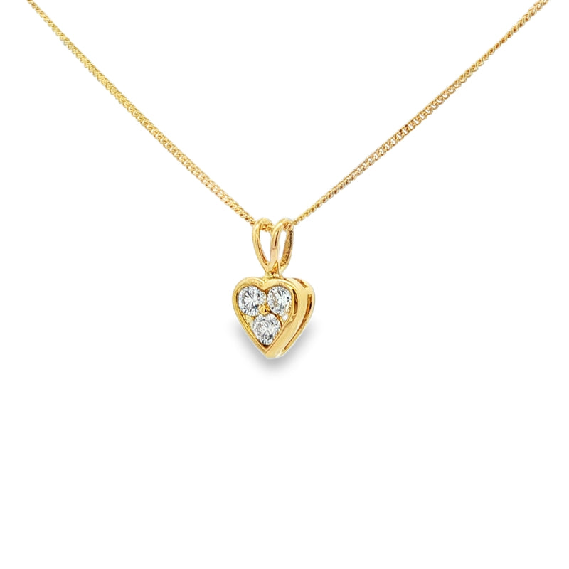 Diamond Heart Shape 0.32ct 18ct Yellow Gold Pendant