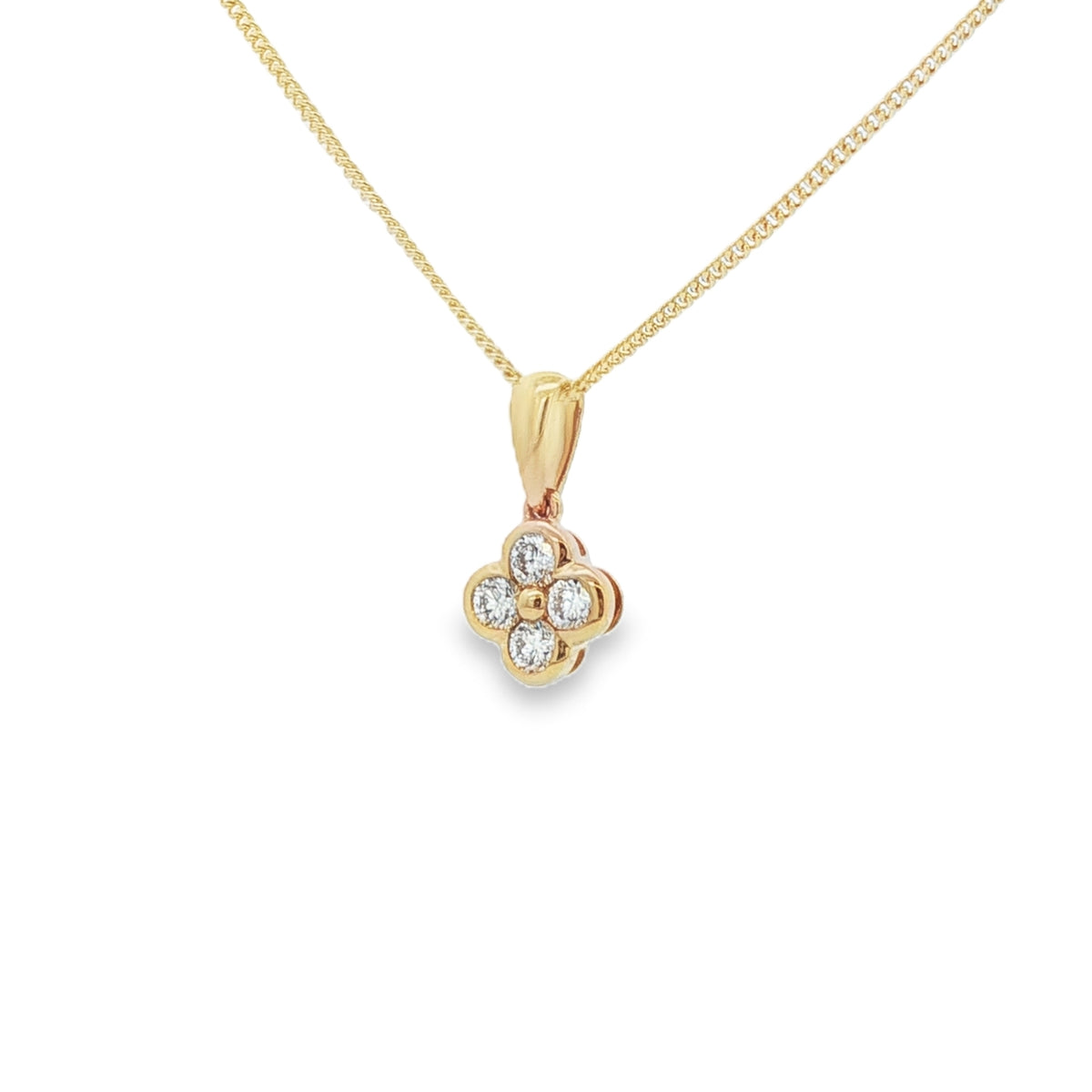 Diamond Flower Shape 0.25ct 18ct Yellow Gold Pendant