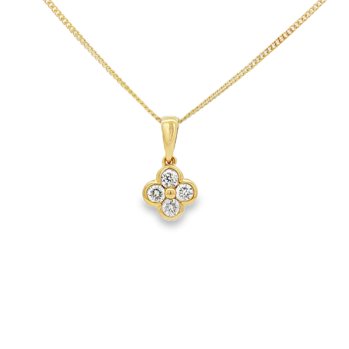 Diamond Flower Shape 0.25ct 18ct Yellow Gold Pendant